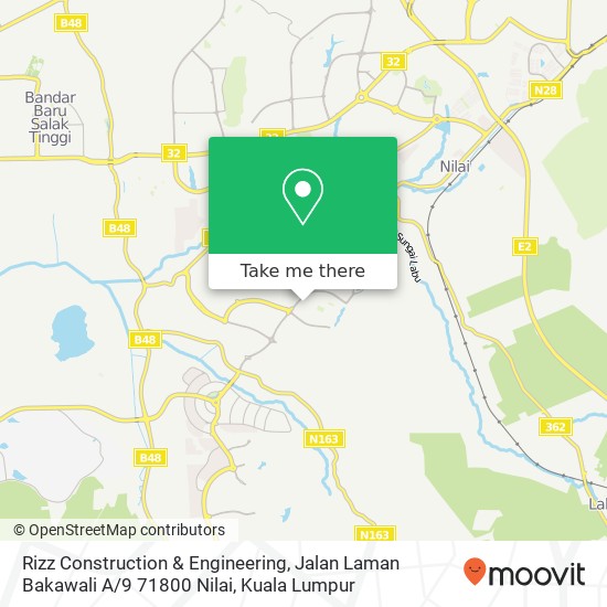 Peta Rizz Construction & Engineering, Jalan Laman Bakawali A / 9 71800 Nilai