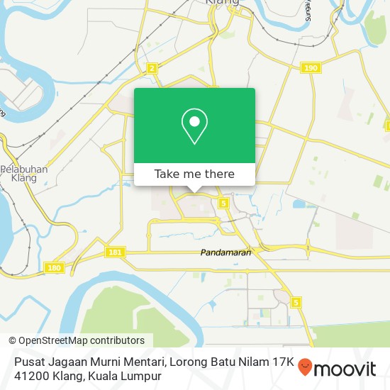 Peta Pusat Jagaan Murni Mentari, Lorong Batu Nilam 17K 41200 Klang