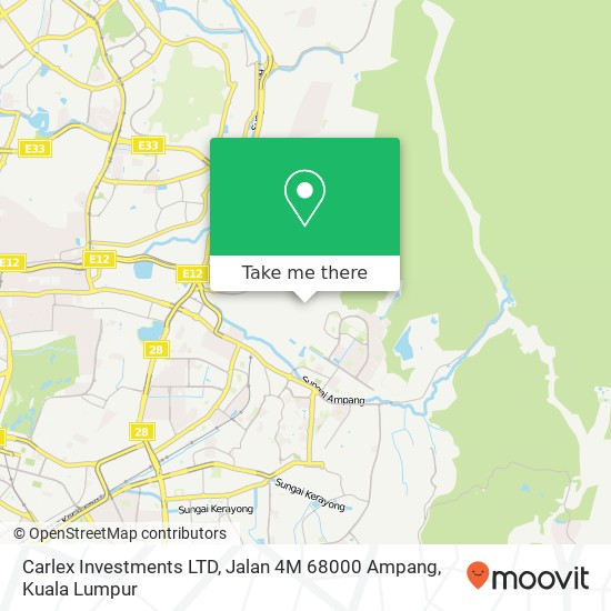 Peta Carlex Investments LTD, Jalan 4M 68000 Ampang