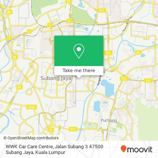 Peta WWK Car Care Centre, Jalan Subang 3 47500 Subang Jaya