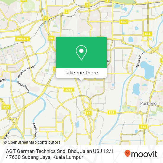 Peta AGT German Technics Snd. Bhd., Jalan USJ 12 / 1 47630 Subang Jaya