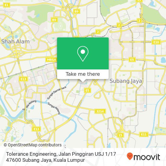 Peta Tolerance Engineering, Jalan Pinggiran USJ 1 / 17 47600 Subang Jaya