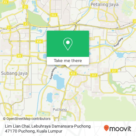Peta Lim Lian Chai, Lebuhraya Damansara-Puchong 47170 Puchong