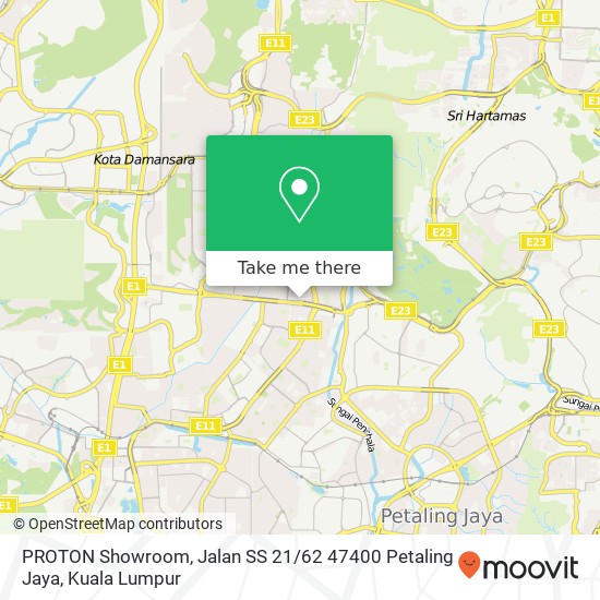 Peta PROTON Showroom, Jalan SS 21 / 62 47400 Petaling Jaya