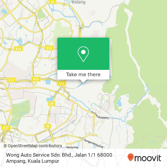 Peta Wong Auto Service Sdn. Bhd., Jalan 1 / 1 68000 Ampang