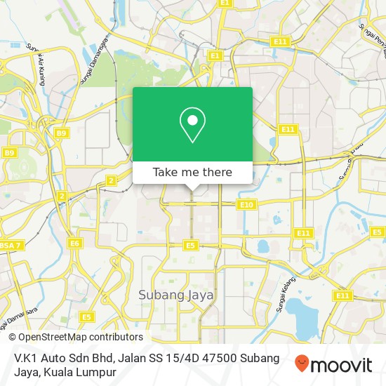 V.K1 Auto Sdn Bhd, Jalan SS 15 / 4D 47500 Subang Jaya map