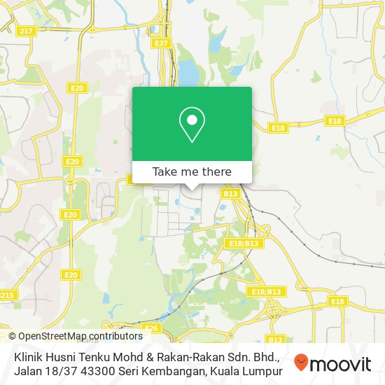 Klinik Husni Tenku Mohd & Rakan-Rakan Sdn. Bhd., Jalan 18 / 37 43300 Seri Kembangan map