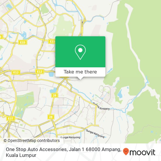 Peta One Stop Auto Accessories, Jalan 1 68000 Ampang