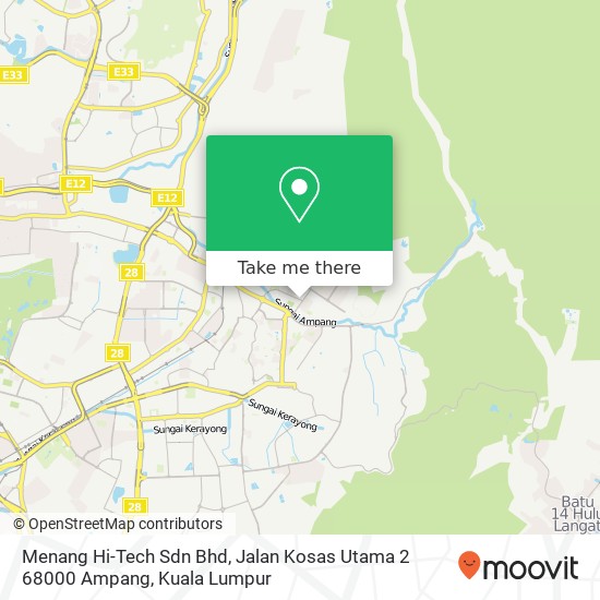 Peta Menang Hi-Tech Sdn Bhd, Jalan Kosas Utama 2 68000 Ampang