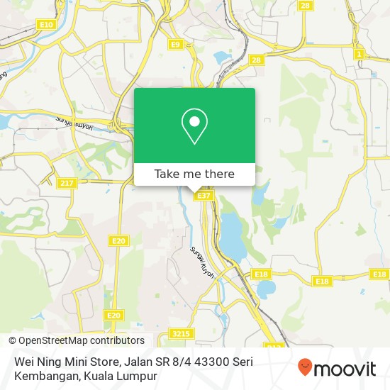 Peta Wei Ning Mini Store, Jalan SR 8 / 4 43300 Seri Kembangan