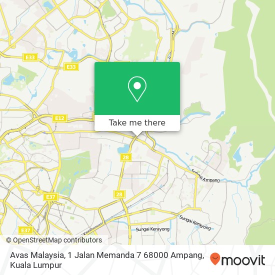 Peta Avas Malaysia, 1 Jalan Memanda 7 68000 Ampang