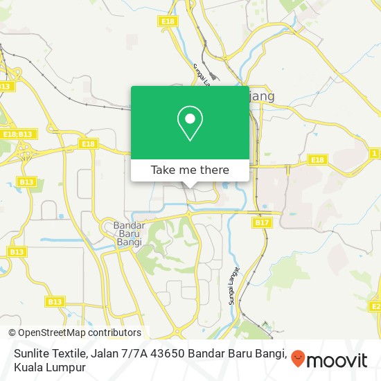 Sunlite Textile, Jalan 7 / 7A 43650 Bandar Baru Bangi map