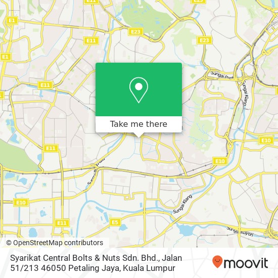 Peta Syarikat Central Bolts & Nuts Sdn. Bhd., Jalan 51 / 213 46050 Petaling Jaya