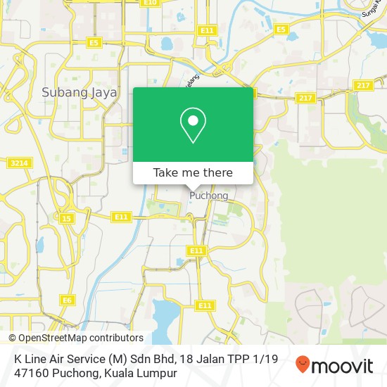 Peta K Line Air Service (M) Sdn Bhd, 18 Jalan TPP 1 / 19 47160 Puchong