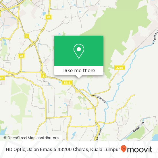 Peta HD Optic, Jalan Emas 6 43200 Cheras