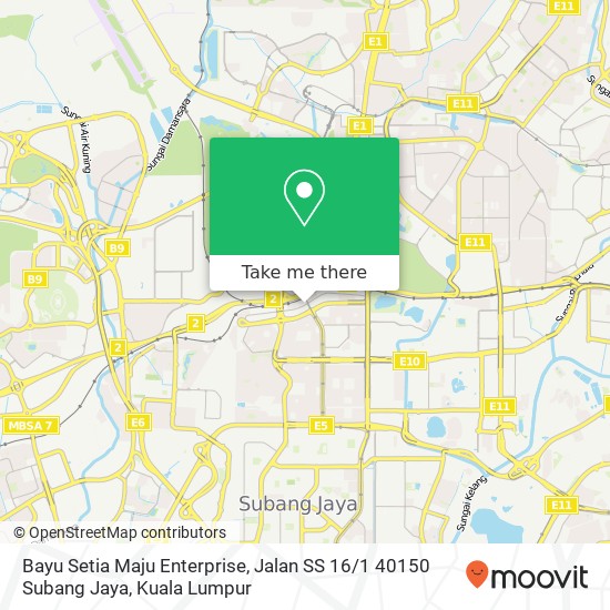 Peta Bayu Setia Maju Enterprise, Jalan SS 16 / 1 40150 Subang Jaya