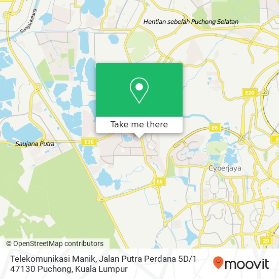 Telekomunikasi Manik, Jalan Putra Perdana 5D / 1 47130 Puchong map