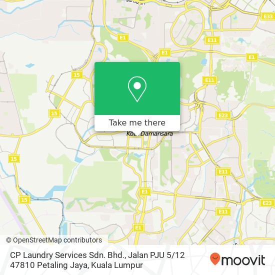 Peta CP Laundry Services Sdn. Bhd., Jalan PJU 5 / 12 47810 Petaling Jaya