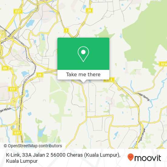 Peta K-Link, 33A Jalan 2 56000 Cheras (Kuala Lumpur)