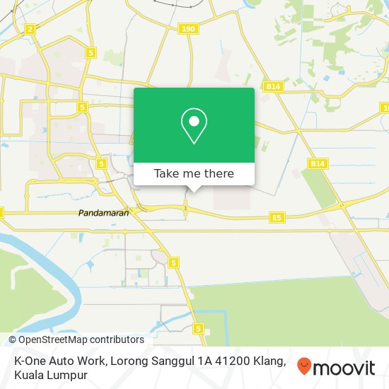 Peta K-One Auto Work, Lorong Sanggul 1A 41200 Klang