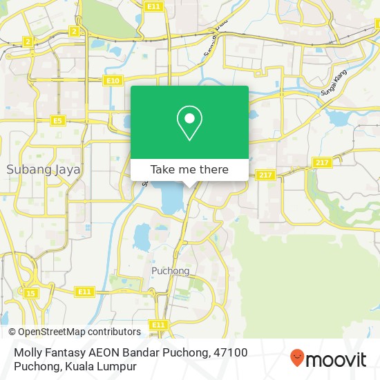 Peta Molly Fantasy AEON Bandar Puchong, 47100 Puchong