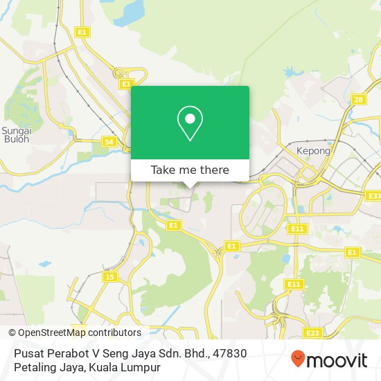 Peta Pusat Perabot V Seng Jaya Sdn. Bhd., 47830 Petaling Jaya