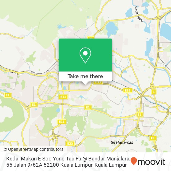 Kedai Makan E Soo Yong Tau Fu @ Bandar Manjalara, 55 Jalan 9 / 62A 52200 Kuala Lumpur map