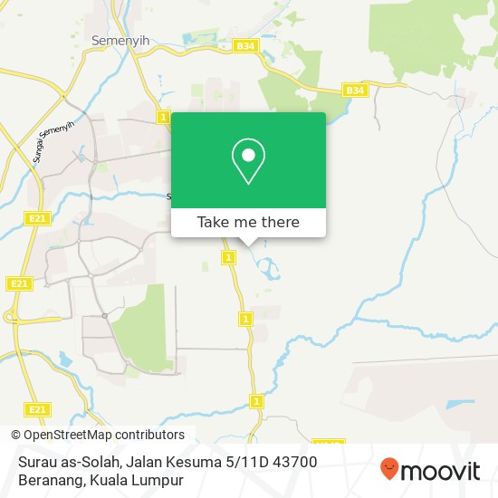 Peta Surau as-Solah, Jalan Kesuma 5 / 11D 43700 Beranang