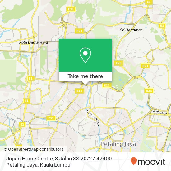 Peta Japan Home Centre, 3 Jalan SS 20 / 27 47400 Petaling Jaya