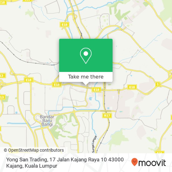 Peta Yong San Trading, 17 Jalan Kajang Raya 10 43000 Kajang