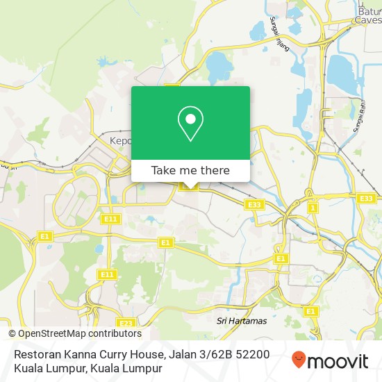 Peta Restoran Kanna Curry House, Jalan 3 / 62B 52200 Kuala Lumpur