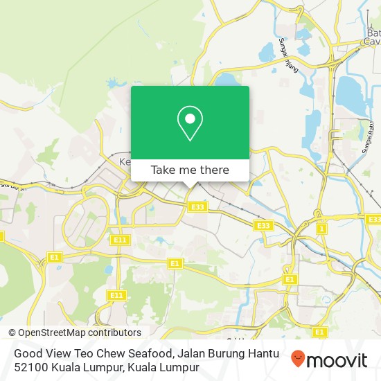 Peta Good View Teo Chew Seafood, Jalan Burung Hantu 52100 Kuala Lumpur