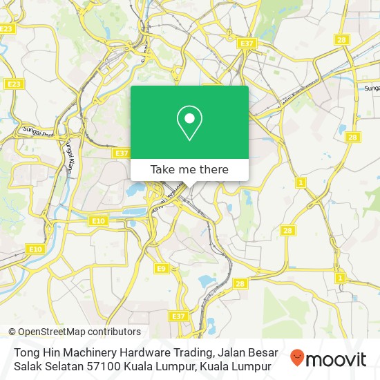 Peta Tong Hin Machinery Hardware Trading, Jalan Besar Salak Selatan 57100 Kuala Lumpur
