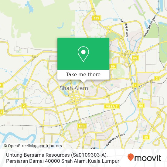 Untung Bersama Resources (Sa0109303-A), Persiaran Damai 40000 Shah Alam map