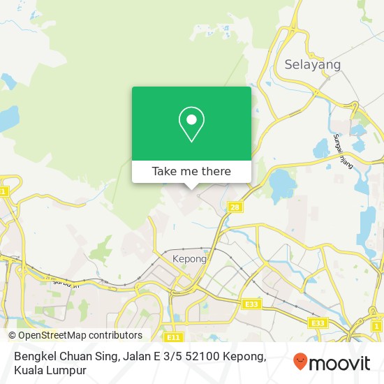 Peta Bengkel Chuan Sing, Jalan E 3 / 5 52100 Kepong