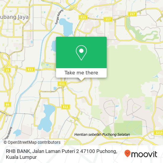 Peta RHB BANK, Jalan Laman Puteri 2 47100 Puchong