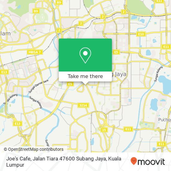 Joe's Cafe, Jalan Tiara 47600 Subang Jaya map