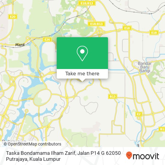 Taska Bondamama Ilham Zarif, Jalan P14 G 62050 Putrajaya map