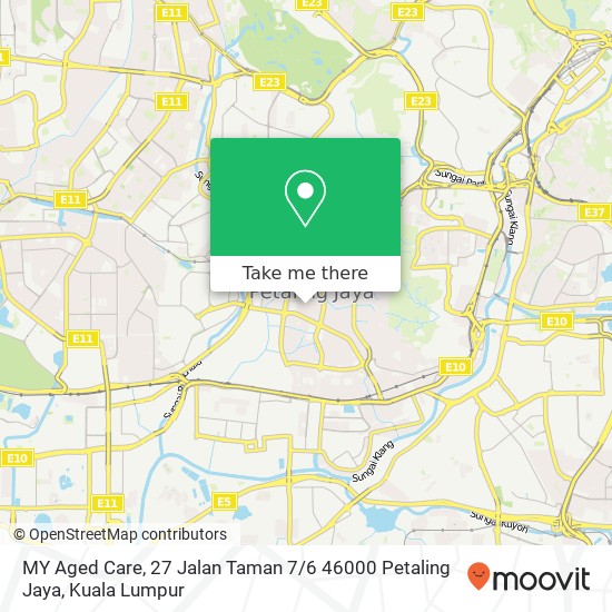 Peta MY Aged Care, 27 Jalan Taman 7 / 6 46000 Petaling Jaya