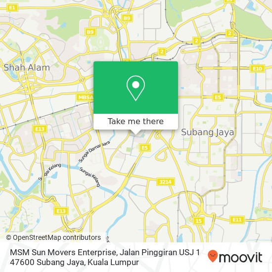 MSM Sun Movers Enterprise, Jalan Pinggiran USJ 1 47600 Subang Jaya map