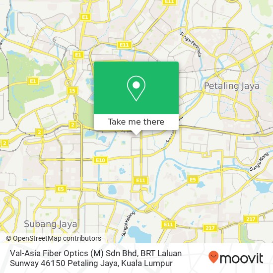 Peta Val-Asia Fiber Optics (M) Sdn Bhd, BRT Laluan Sunway 46150 Petaling Jaya