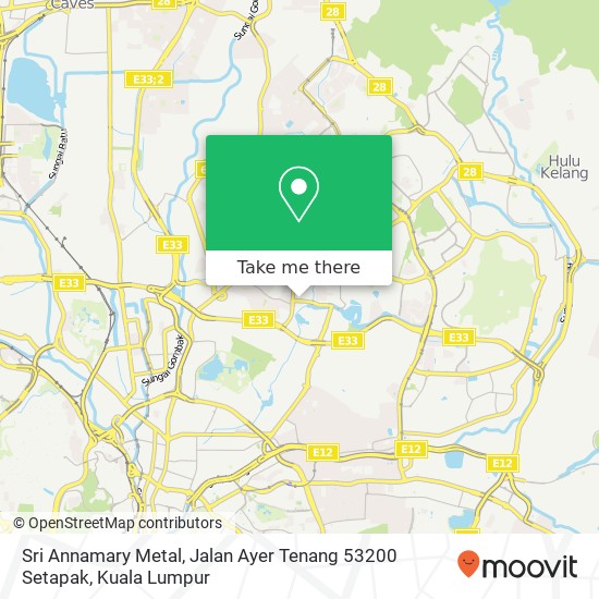 Peta Sri Annamary Metal, Jalan Ayer Tenang 53200 Setapak