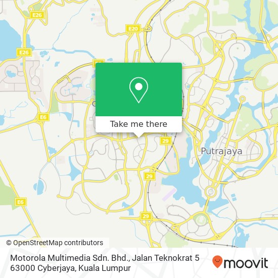 Peta Motorola Multimedia Sdn. Bhd., Jalan Teknokrat 5 63000 Cyberjaya