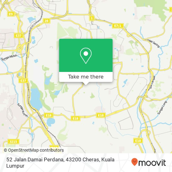 Peta 52 Jalan Damai Perdana, 43200 Cheras