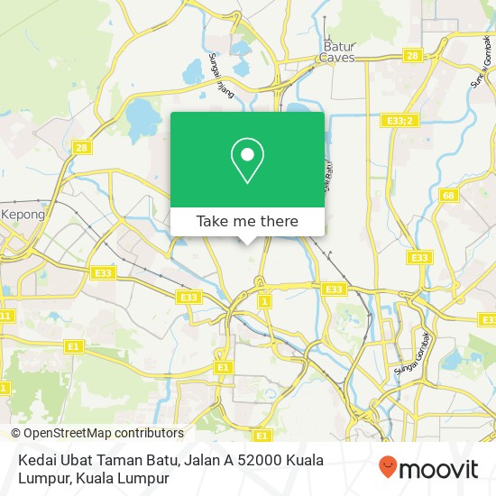 Kedai Ubat Taman Batu, Jalan A 52000 Kuala Lumpur map