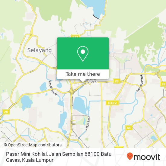 Peta Pasar Mini Kohilal, Jalan Sembilan 68100 Batu Caves