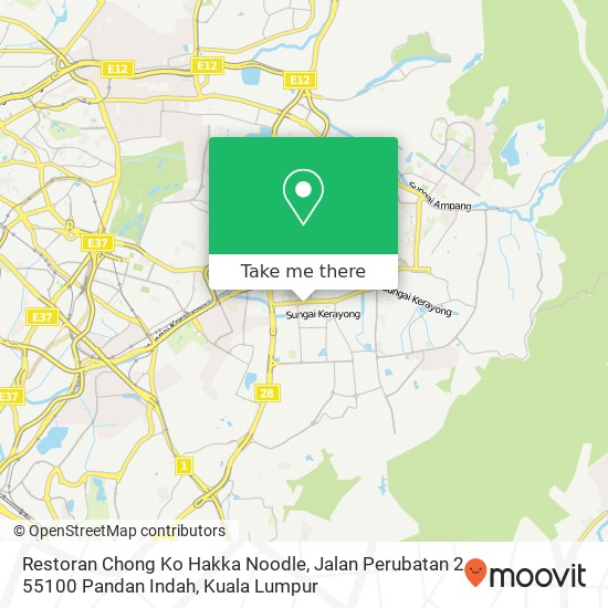 Peta Restoran Chong Ko Hakka Noodle, Jalan Perubatan 2 55100 Pandan Indah
