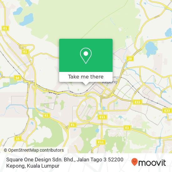 Peta Square One Design Sdn. Bhd., Jalan Tago 3 52200 Kepong