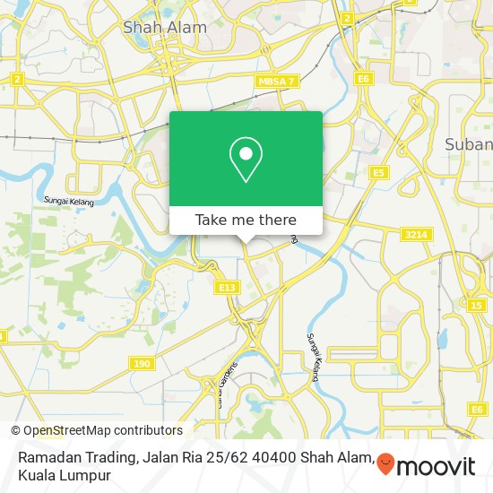 Peta Ramadan Trading, Jalan Ria 25 / 62 40400 Shah Alam