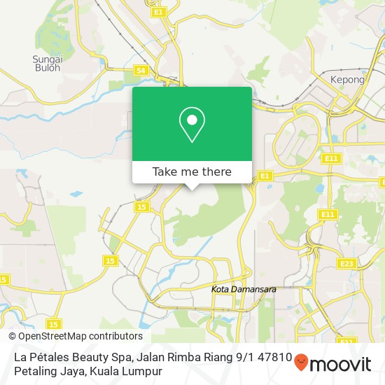 La Pétales Beauty Spa, Jalan Rimba Riang 9 / 1 47810 Petaling Jaya map